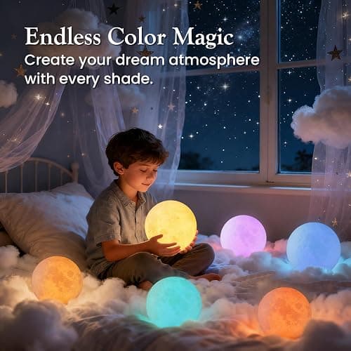 Lampe Lune 3D EXTSUD Veilleuse LED 15CM Dimmable 16 Couleurs avec Télécommande et Interrupteur Tactile USB Rechargeable Lampe de Nuit pour Chambre Salon Café Cadeau Anniversaire Noël thumbnail 7