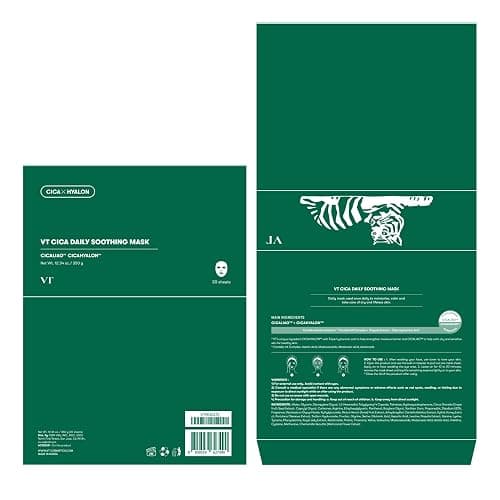 VT COSMETICS CICA Daily Soothing Mask 30 Sheets, Centella Asiatica & Hyaluronic Acid for Moisturizing & Hydrating, Instant Calm & Glow, Skin Softening Facial Mask, Korean Face Mask thumbnail 6