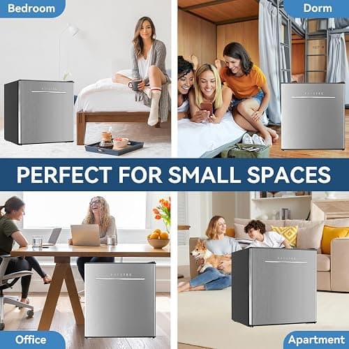 Frestec 1.7 Cu.Ft Mini Fridge with Freezer, Mini Fridge for Bedroom, Small Refrigerator, Dorm Refrigerators with Freezer, Compact Refrigerator for Office, Apartment, Dorm, Bedroom (Grey) thumbnail 9