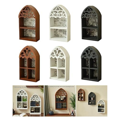 NTCLHFXU Wooden Wall Shelf, Victorian Vintage Craft, Multi Layer Structure Design, Elegant Art Ornament for Home Living Room Bedroom thumbnail 9