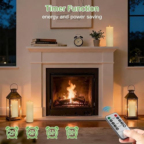 Kimjo 10CM x 30CM Flammenlose Große LED Kerzen Outdoor Wasserdicht - Elfenbeinweiß Plastik Led Kerzen mit Timerfunktion Fernbedienung Groß - Led Kerzen Flackernde Flamme 500+ Stunden Batterie thumbnail 4