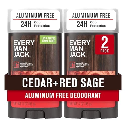 Every Man Jack Cedar + Red Sage Men’s Deodorant - Stay Fresh with Aluminum Free Deodorant For all Skin Types - Odor Crushing, Long Lasting, with Naturally Derived Ingredients - 3oz (2 Pack) - Image 1