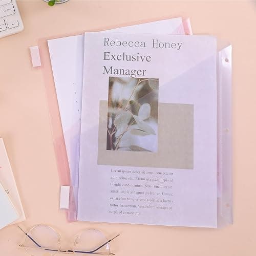 SKYDUE Pastel Binder Dividers with Tabs and Pockets - Soft Plastic Dividers for 3 Ring Binder, Includes 16 Blank Index Labels, for School & Office Organization, Pink thumbnail 7