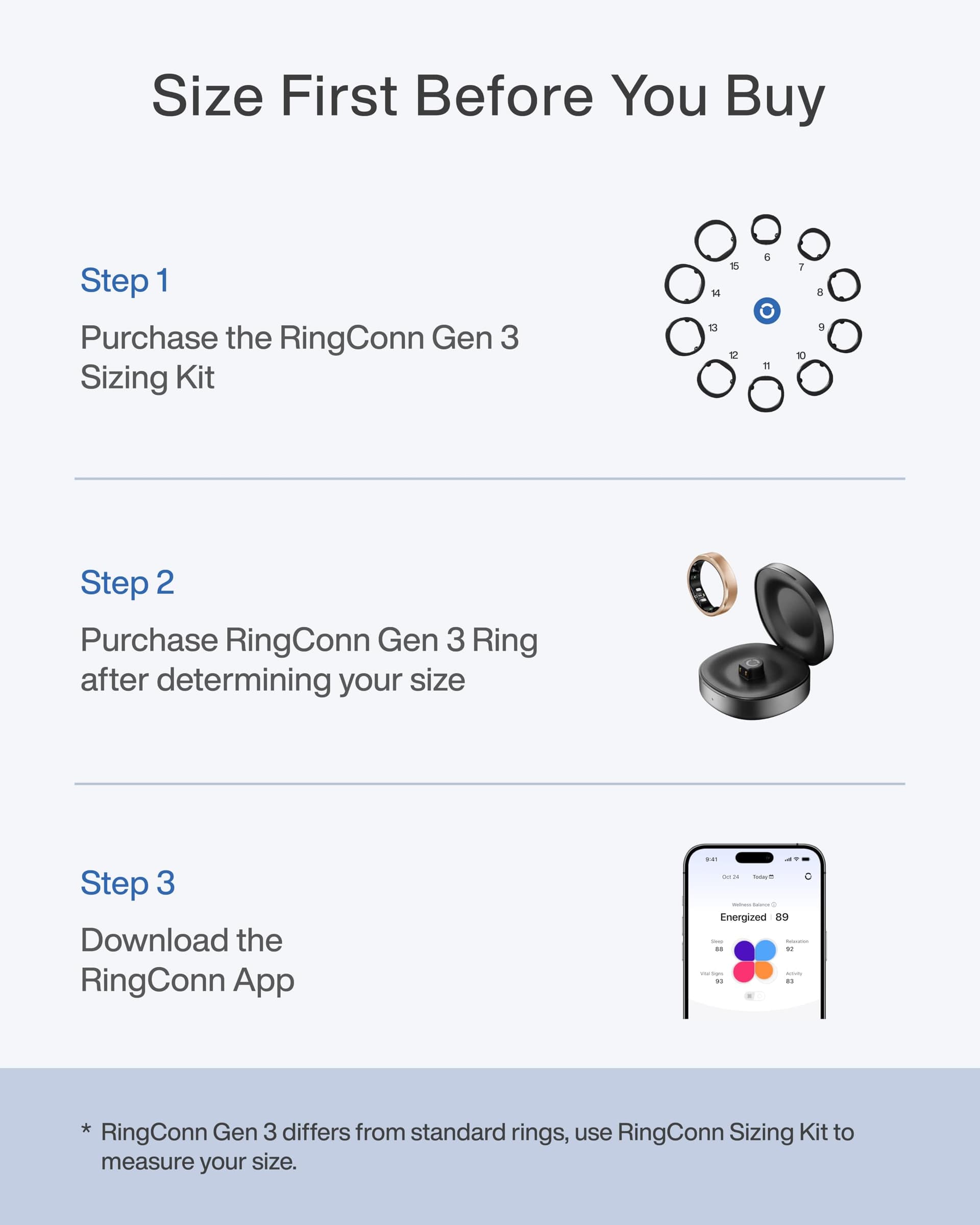 RingConn Gen 3 Smart Ring with Vibration Alerts, Size First with Sizing Kit, No App Subscription, Sleep, Fitness, Heart Rate & Blood Pressure, Up to 14-Day Battery (Size 8, Brushed Rose Gold thumbnail 2