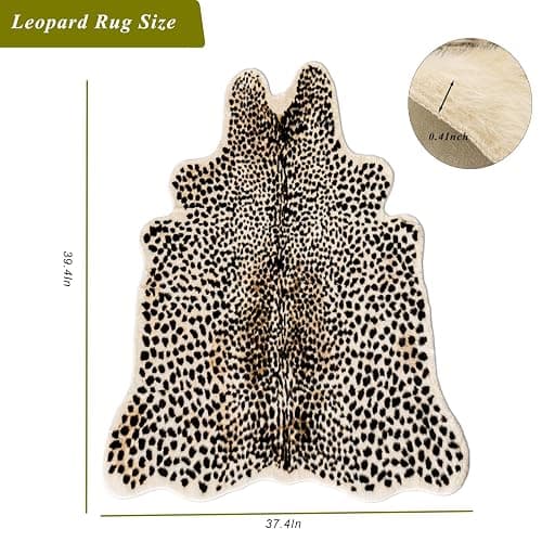 Leopard Print Rug, Faux Cowhide Cheetah Skin Rug Animal Printed Area Rug Carpet for Home Office, Livingroom, Bedroom thumbnail 3