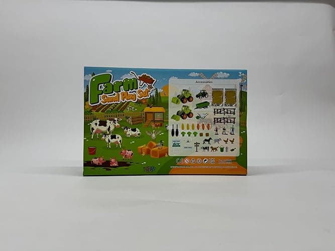 FRUSE Play Sand Farm Animal Toys,Sandbox Toys Set for Toddlers w/1 KG Play Sensory Sand, Farm Toy Figures and Tractor Truck Playset,Sensory Sandbox with Cover for Boy Girl Kid Age 3 4 5 6 7 8 9 thumbnail 9