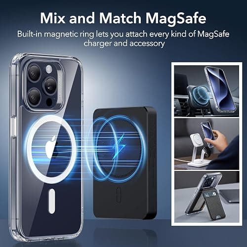 ESR for iPhone 15 Pro Case, Compatible with MagSafe, Military-Grade Protection, Yellowing Resistant, Scratch-Resistant Back, Magnetic Phone Case for iPhone 15 Pro, Classic Series, Clear thumbnail 6