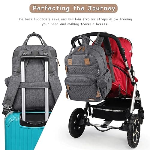 iniuniu Diaper Bag Backpack, 4 in 1 kit Large Unisex Baby Bags for Boys Girls, Waterproof Travel Back Pack with Diaper Pouch thumbnail 6