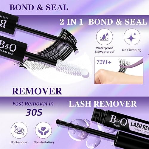 B&Q Lash Clusters Kit Wispy Fluffy - Feath5D 02 Eyelash Clusters Kit with Glue & Tools, Feathered Lightweight Lash Kit, 8-18mm C Curl Waterproof False Lashes thumbnail 6