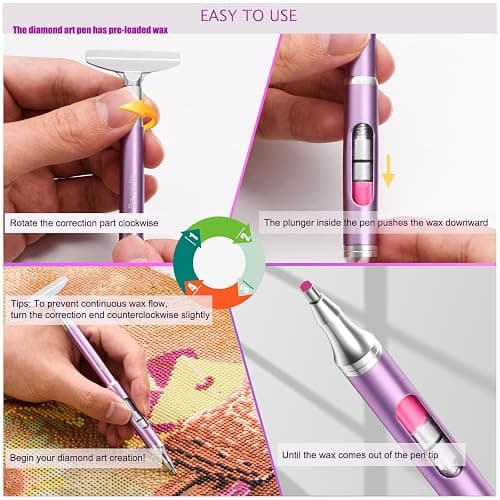 benote Diamond Art Painting Pen Refillable Wax Pen for Diamond Art Kit Accessories Self-Stick Drill Pens with Metal Correction Plate for 5D Craft DIY Nail - B18 thumbnail 5