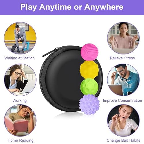 BUSOHA Silicone Fidget Balls - 4 Pack New Fidget Toys Stress Balls for Adults Sensory Stone Travel Toys for Calming,Autism and ADHD,Gifts for Teens thumbnail 6