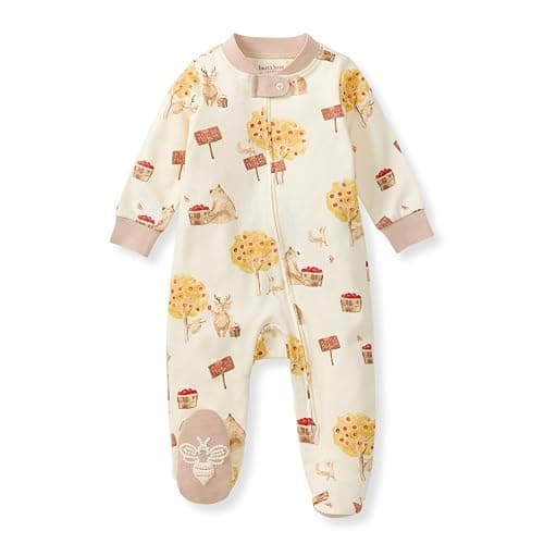 Burt's Bees Baby Boys Sleep and Play PJs, 100% Organic Cotton One-Piece Zip Front Romper Jumpsuit Pajamas - Image 1