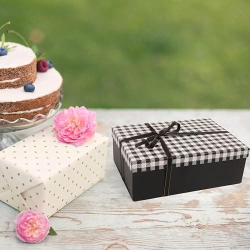Luxury Gift Boxes,5 Pack Large Gift Boxes Gift Boxes Decorative Gift Boxes Christmas Gift Boxes Wedding Gift Boxes,9.8x7x3.3 With Plaid Lids & Ribbon, Decorative Christmas, Wedding & Birthday Gift Boxes thumbnail 7