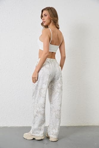Ceputer Camo Pants for Women Drawstring Wide Leg Cargo Pants Baggy High Waisted Sweatpants Fleece Y2k Camouflage Jogger Pants thumbnail 6