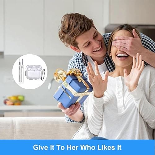 for AirPods 4th Generation Case Cover 2025, Military-Grade Shockproof, Soft TPU Highly Transparent Anti-Yellowing for AirPods 4 Case with Cleaning Kit & Carabiner, Clear White thumbnail 5