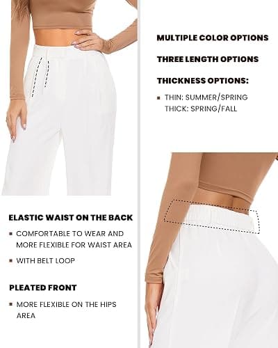 FUNYYZO Wide Leg Pants Women's High Elastic Waisted in The Back Business Work Trousers Long Straight Suit Pants thumbnail 5