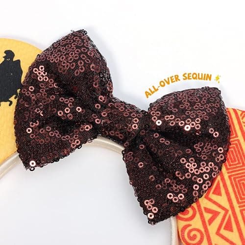 ETLUK Mouse Ears Headband, Animal Mouse Ears with Sequin Bow for Women Girls, Parks Ears for Cosplay Accessories Party (Lion) thumbnail 5