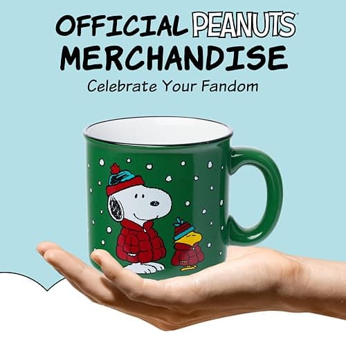 Silver Buffalo Peanuts Holiday Treats and Cocoa, Ceramic Camper Mug, 20oz | Woodstock and Snoopy, 0.59 Liters thumbnail 5