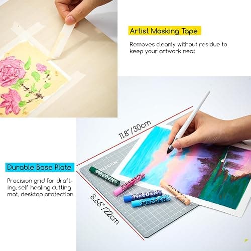 MEEDEN Soft Oil Pastels Set: 102Pcs Oil Pastel Kit with 72 Colors & 6 White Pastel - All in One Oil Crayons with Paper, Palette Knife, Masking Tape - Art Supplies for Artists Beginners Adult Christmas thumbnail 3