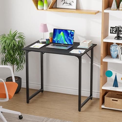 PayLessHere | 32 Inch Computer Desk | Black | Office Desk with Metal Frame, Adjustable Feet | Water-Resistant, Scratchproof Surface | Sturdy Writing Table for Home Office or Study | Pack of 1 thumbnail 2