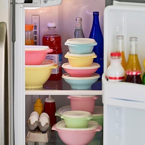 Tupperware Heritage Collection 36 Piece Food Storage Container Set in Vintage Colors- Dishwasher Safe & BPA Free - (18 containers + 18 lids) thumbnail 9