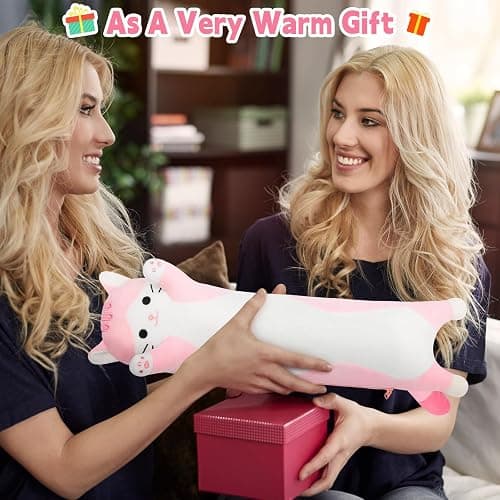 Sprinqdawin Sakura Cat Heating Pad-USB Heated Plush Stuffed Animals for Period Cramps and Menstrual Pain Relief,22” Portable Electric Kitten Heating Pads,Built-Pocket Plush Girls Birthday Gifts,Pink thumbnail 8