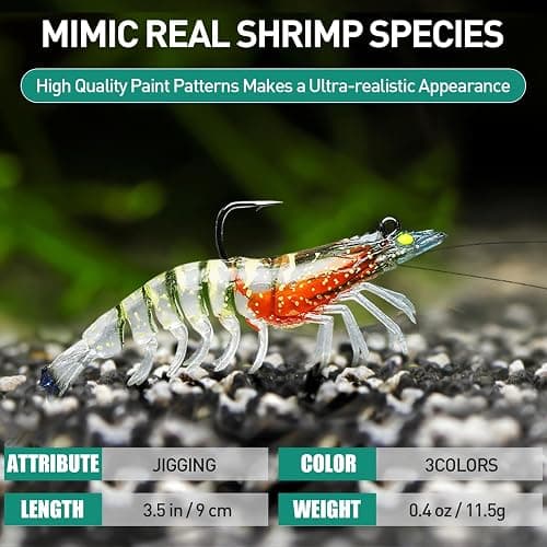 TRUSCEND Pre-rigged Fishing Jig Lures for Freshwater and Saltwater, Innovative Super Durable TPE Bass Lures, Lifelike Shrimp Crayfish Swimbait, Weedless Lure for Crappie Trout Walleye, Keep Separately thumbnail 5