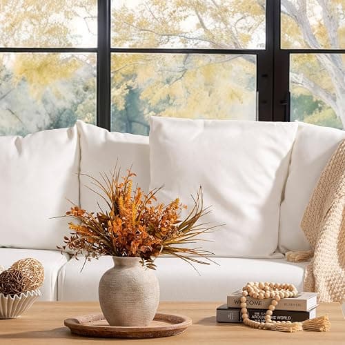 Vanselia Ceramic Flower Vase Home Decor - Farmhouse Table Vases Rustic Vintage Living Room Kitchen Bedroom Decorations for House Book Shelf Office Coffee Desk Dining Fireplace (7.4" Retro) thumbnail 5