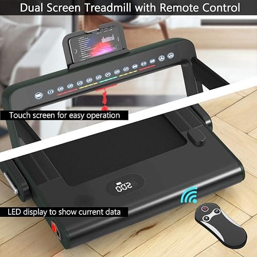 Goplus 2 in 1 Folding Treadmill with Dual Display, 2.25HP Superfit Under Desk Electric Pad Treadmill, Installation-Free, Blue Tooth Speaker, APP Control, Remote Control, Walking Jogging for Home thumbnail 3