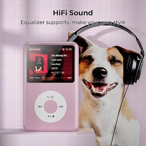 Mp3 Player with Bluetooth Y1 Portable Music Digital Players Supports Playlist Audiobook Video Nice Gadget for Kids Pink thumbnail 5