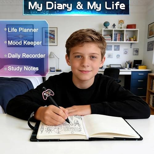Diary with Lock For Boys Ages 8-12, Game On Journal with Lock Lockable Diary Kids diary with lock Teenage Boy Back to School Birthday Gifts for Boys 8 9 10 11 12 13 14 15 16 17 Year Old Journal Notebook thumbnail 5
