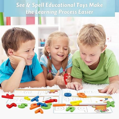 Officygnet Learning Toys for 3 4 5 6 Years Old Boys and Girls, See & Spell CVC Word Builders with Alphabet Cards for Kids Ages 3-5, Matching Letter Game for Preschool Toddler Learning Activities thumbnail 6