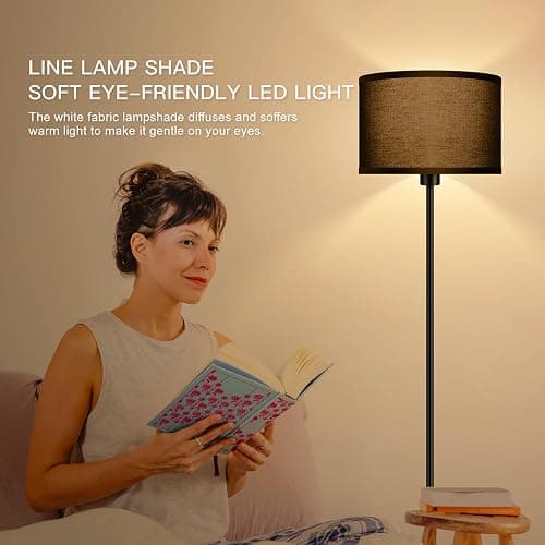 AUQUEE Floor Lamps for Living Room, Modern Standing Lamp, Black Lamp Shades, Foot Switch, Simple Pole Lamps Corner Lamp for Bedroom,Office, Living Room, Den, Bright Reading Floor Lamp(Without Bulb) thumbnail 6