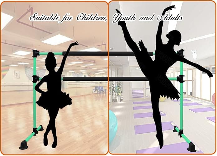 Wesky Double Ballet Barre Portable 4FT Adjustable Freestanding Ballet Barre Fitness Stretching Dancing Bar for Home Studio Adult and Kids thumbnail 5