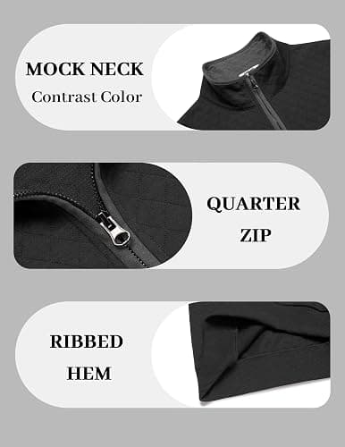 COOFANDY Mens Quarter Zip Pullover Mock Neck Quilted Sweatshirt Casual Long Sleeve Polo Sweater thumbnail 4