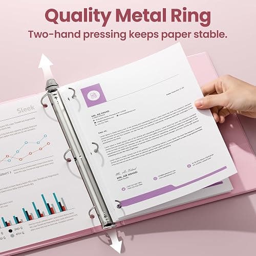 SUNEE 3 Ring Binder 1.5 Inch 2 Pack, Clear View Binder Three Ring PVC-Free (Fit 8.5x11 Inches) for School or Office Supplies, Pink & Blue thumbnail 3
