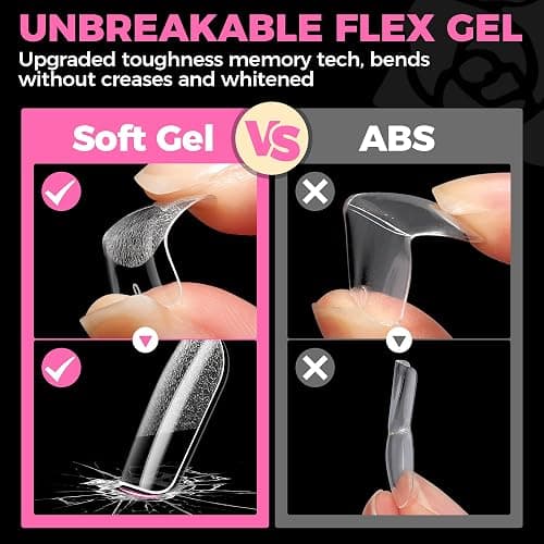 UNA GELLA Square Nail Tips Extra Short 504pcs Fake Nails Pre-shaped | XS Short Square Press on Nails Gel Tips Full Cover Acrylic Nails False Nails for DIY Salon 12 Sizes thumbnail 6