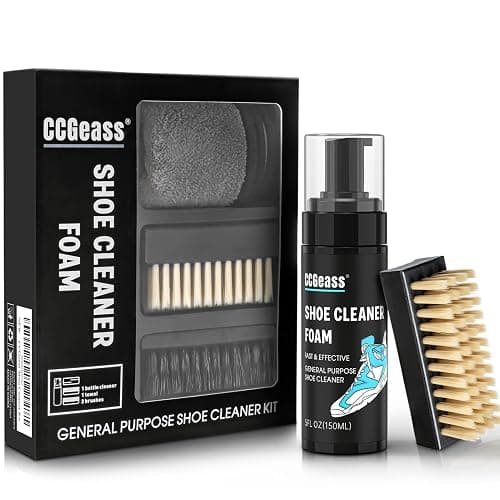 CCGeass Shoe Cleaner Kit Sneaker Cleaner, Deep Clean yet Gentle Pro Concentrated Foam Formula with 2 Brush & Microfiber Towel, Safe Shoe Care Set for white shoe, Suede, Leather, Canvas, Mesh & More - Image 1