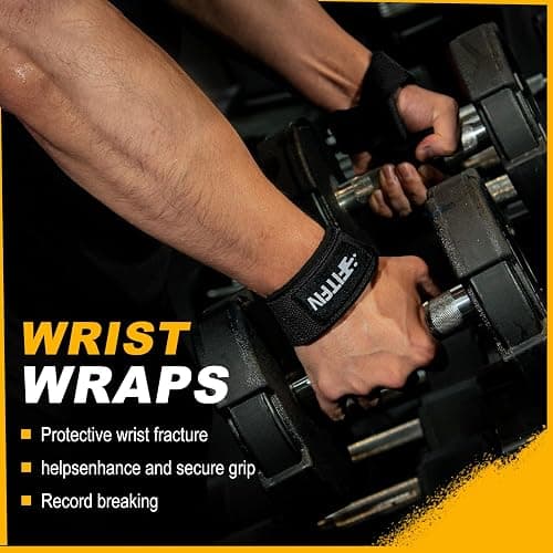 FITFIV Lifting Straps for Weightlifting, Lifting Wrist Straps for Gym Strength Training, Neoprene-padded Wrist Cushion - Men & Women thumbnail 4