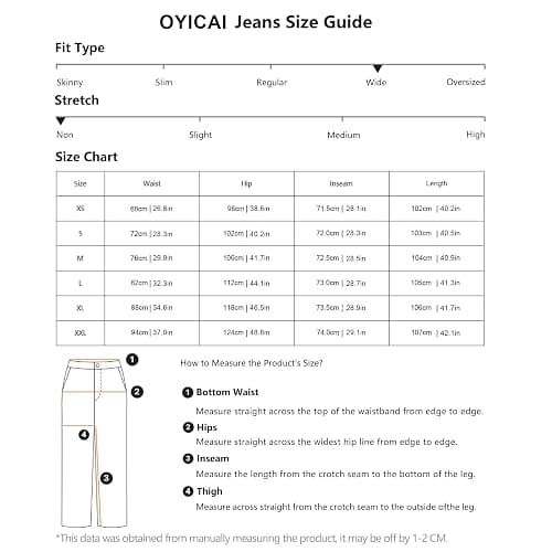 OYICAI Womens Baggy Jeans Wide Leg Denim Pants Y2k 90s Vintage Hip Hop Loose Long Trousers Streetwear thumbnail 6