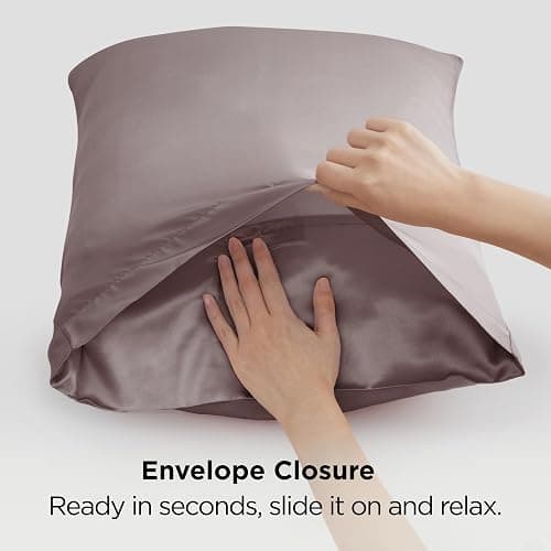 Bedsure Satin Pillowcases Queen Set of 2, Silky Pillow Cases, Dusty Rose | Similar to Silk Pillow Cases, Decorative Covers, Room Decor, Gifts for Women Men, Envelope Closure, For Hair Skin, 20" x 30" thumbnail 8