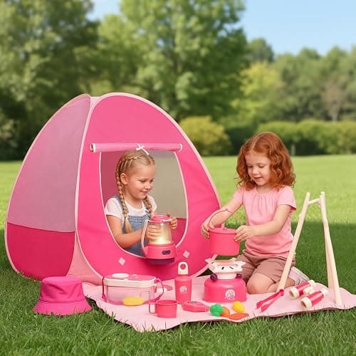 Meland Kids Camping Set for Girls - Camping Tent Toys for Girls Indoor Outdoor Pretend Play, Christmas Birthday Gift Idea for Toddler Girl Age 3,4,5,6 Year Old thumbnail 2