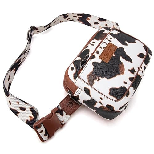 Wrangler Cow Print Waist Pack Western Belt Bag for Women with Adjustable Strap, Brown thumbnail 3