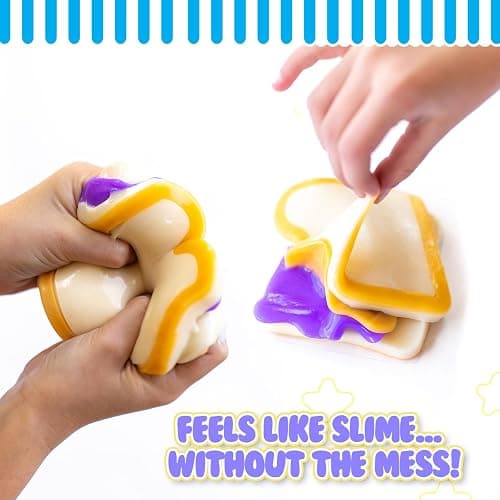 MushMeez Taba Squishy- Peanut Butter & Jelly PB&J (Jumbo) Large, 3.75" Super Soft & Sticky Layered TABA Squishies - Squish, Squeeze, Great for Stress Relief - Sensory / Fidget Play Food Squishy Toys thumbnail 3