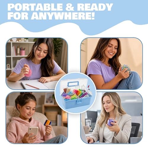 DIY Squishy Making Kit with Fillers-14 TPR Skin,Squishy Maker Squishy kit | Storage Box include (Stress Ball,Milk bottle,Cube,Milk Carton,Cat Paw),Diy Crunchy Squishy Toys For Adult ASMR Anxiety Relief thumbnail 7