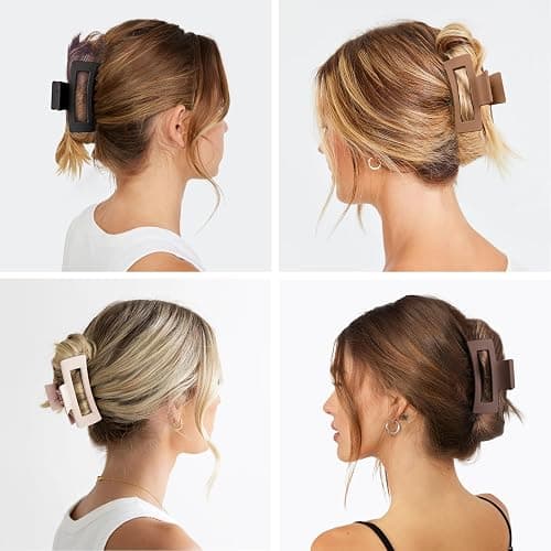 12 Pack Hair Clips for Women, Medium Claw Clips for Thin Thick Hair, Strong Hold Matte Finish – Brown thumbnail 2