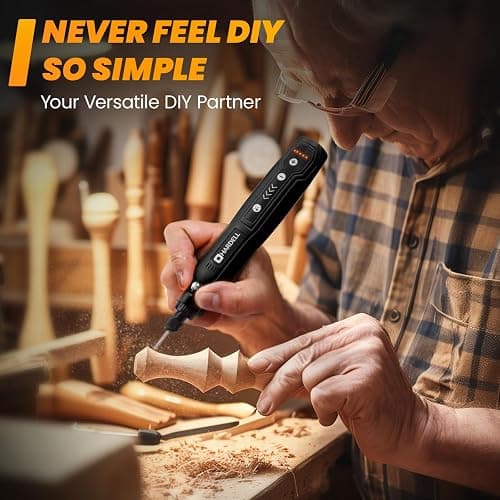 HARDELL Mini Cordless Rotary Tool Kit, 5-Speed for 3D Printer Sanding | Engraving Pen, 69 Accessories, 5000-18000RPM, 2000mAh, LED Light, for Precision Polishing, Drilling, Carving, DIY Crafts thumbnail 3