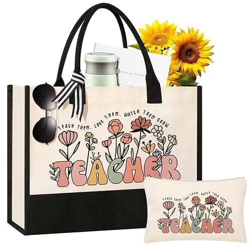Canvas Tote Bag Makeup Bag for Women - Personalized Teacher Appreciation Gifts - Image 1