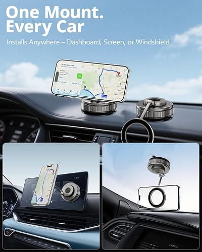 UBeesize 2025 Upgraded 360° Magsafe Vacuum Magnetic Car Phone Holder [108+LBS Strongest Suction&3000gf Dual-Lock Nano Gel] Dashboard & Windshield Mount, Compatible with iPhone 16/15/14/13&Other Phones thumbnail 2