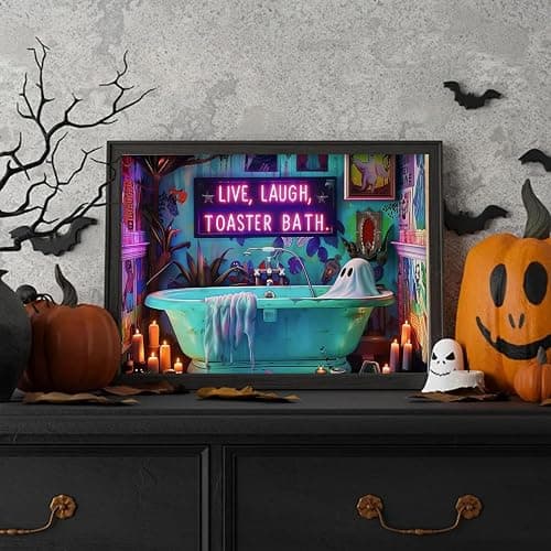 VeGuude Halloween Diamond Art Kits for Adults Home Wall Decor Gift 16x12 in | Round Drill Halloween Bathroom Ghost Diamond Painting for Beginners DIY Rhinestone 5D Diamond dots (Gemstone Craft) thumbnail 5